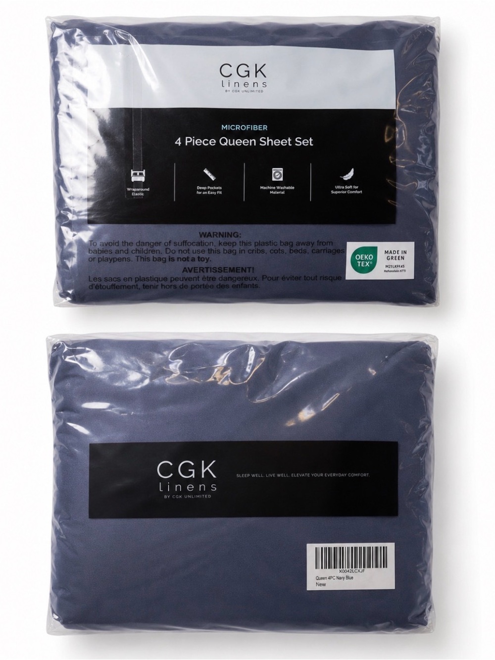 Navy 4-Piece Queen Microfiber Sheet Set